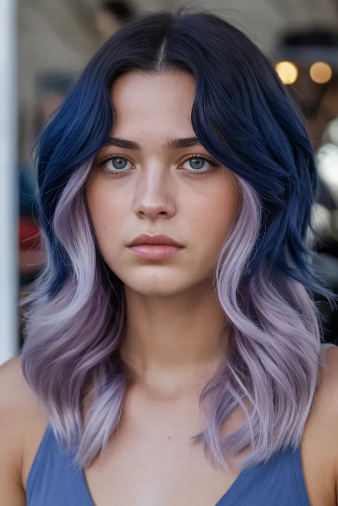 3. Navy Blue with Lilac Tips