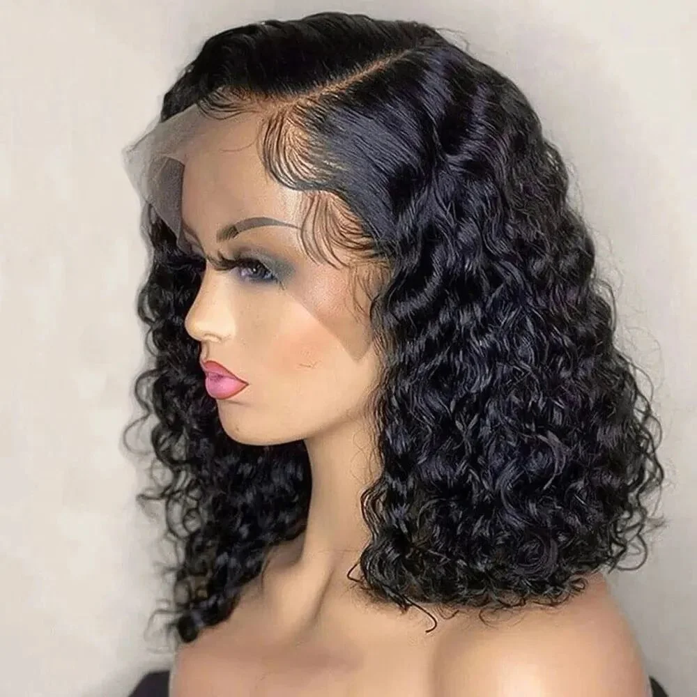 Curly Side-Part Bob Wig