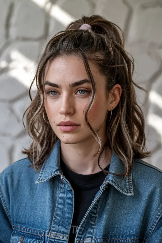 5. Half Up Wolf Mullet Style