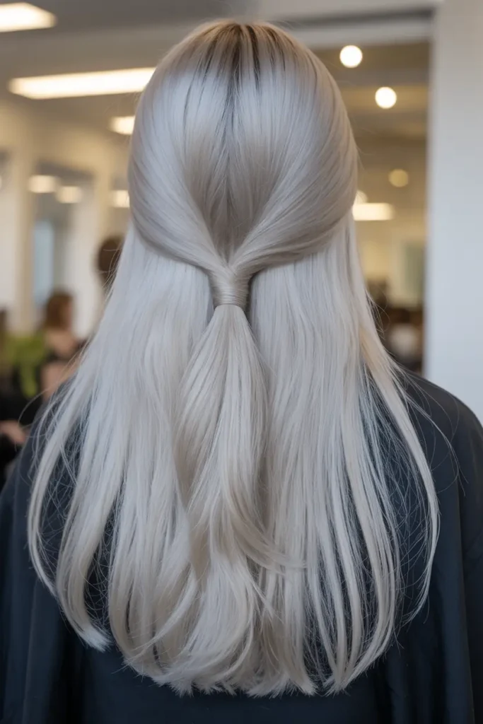 Silver Hair Color Inspiration – Bold, Bright & Beautiful Shades 9 5. Icy Silver Blonde