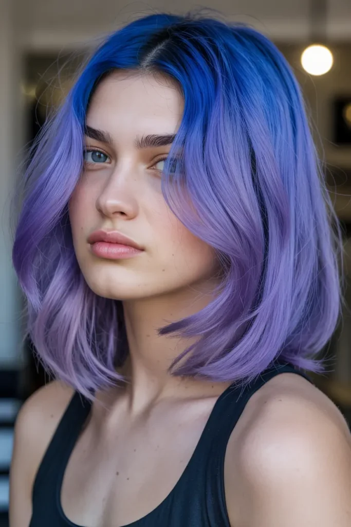 6. Cobalt and Lavender Hair