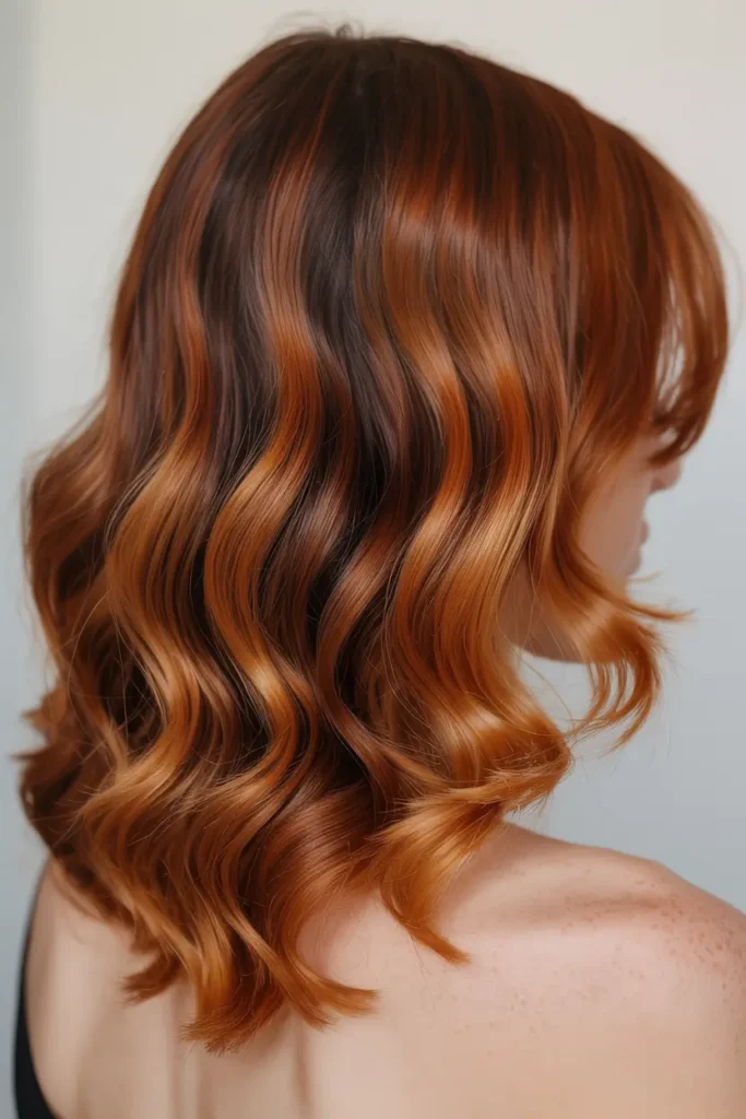 6. Dark Ginger with Caramel Highlights