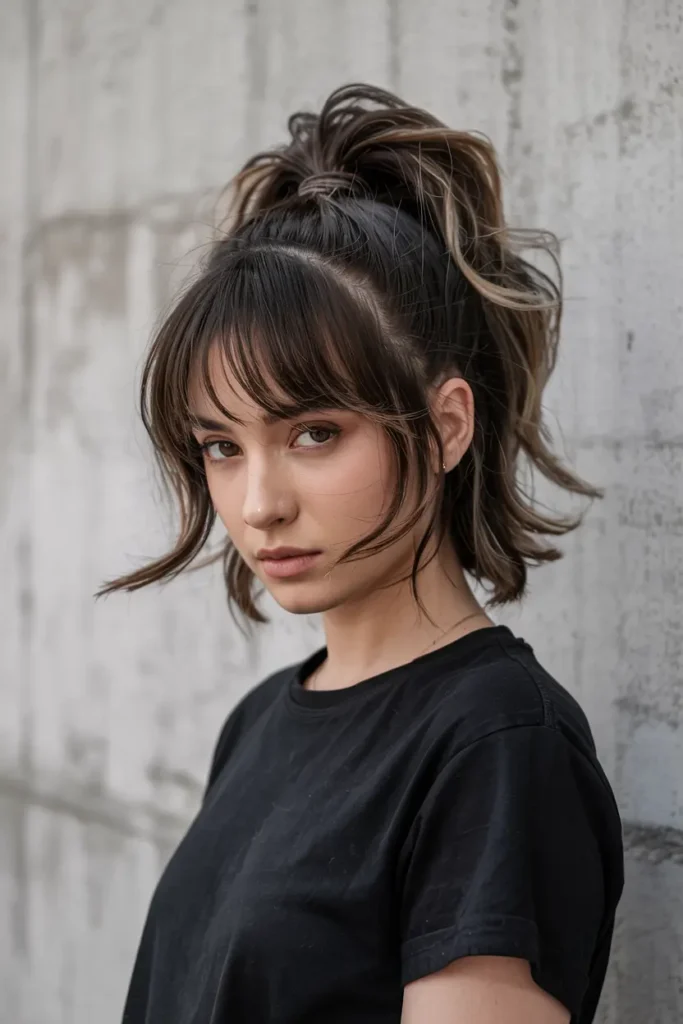 6. Voluminous Wolf Mullet Ponytail