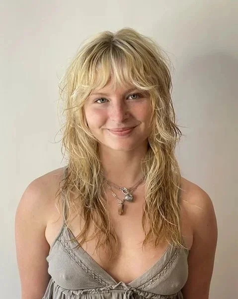 Curtain Bangs Blonde Wolf