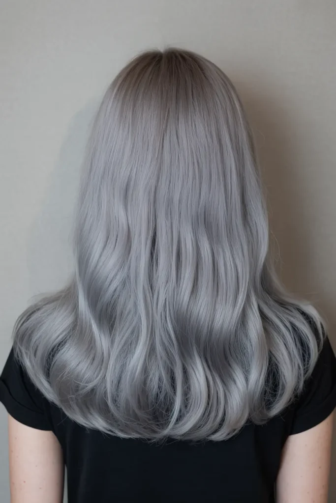 Silver Hair Color Inspiration – Bold, Bright & Beautiful Shades 13 7.Silver Grey Hair