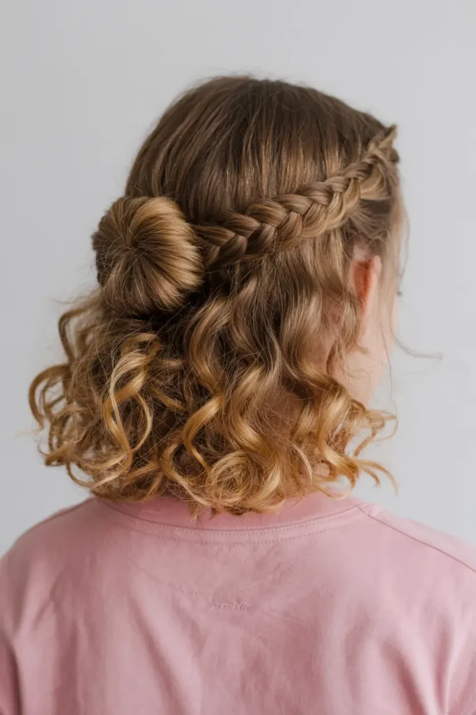 30 Easy & Stylish Hairstyles for Frizzy Hair That Actually Work 15 8. Half Up Braided Bun