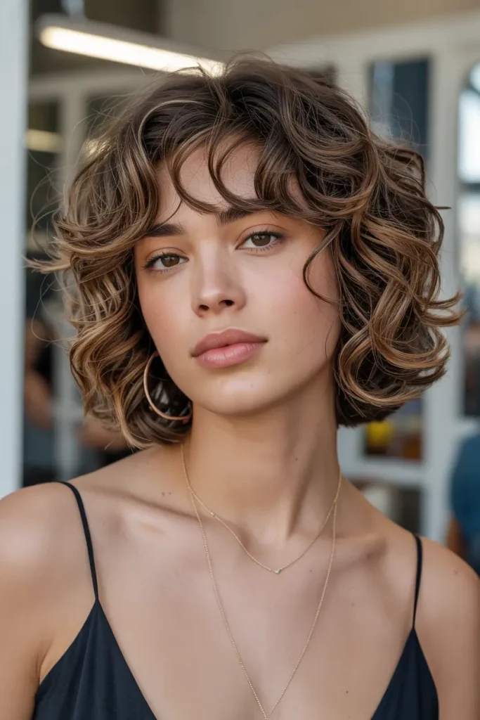 8. Layered Bob with Curls