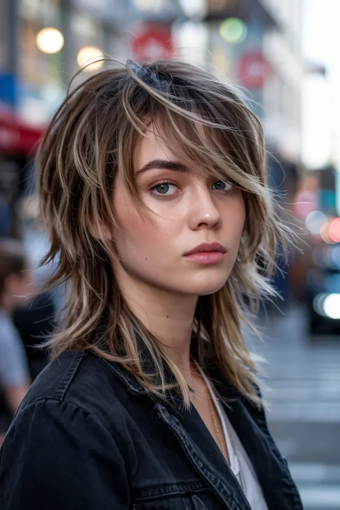 8. Side Swept Wolf Mullet Layers 1