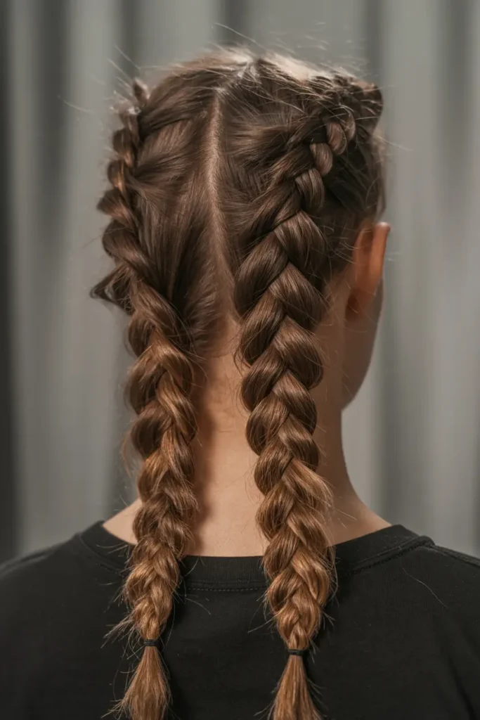 9. Double Messy Braids