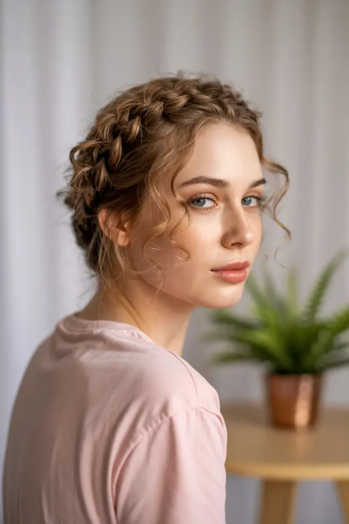 30 Easy & Stylish Hairstyles for Frizzy Hair That Actually Work 17 9. Halo Braid