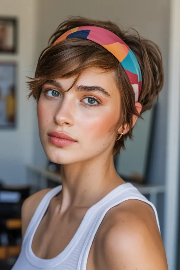 9. Short Hair with Headband
