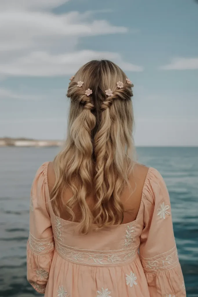 14. Twisted Half Up with Flowers