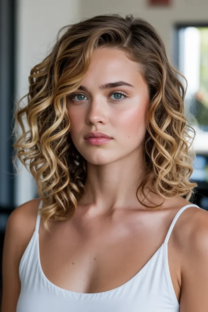 2. Side Parted Loose Curls