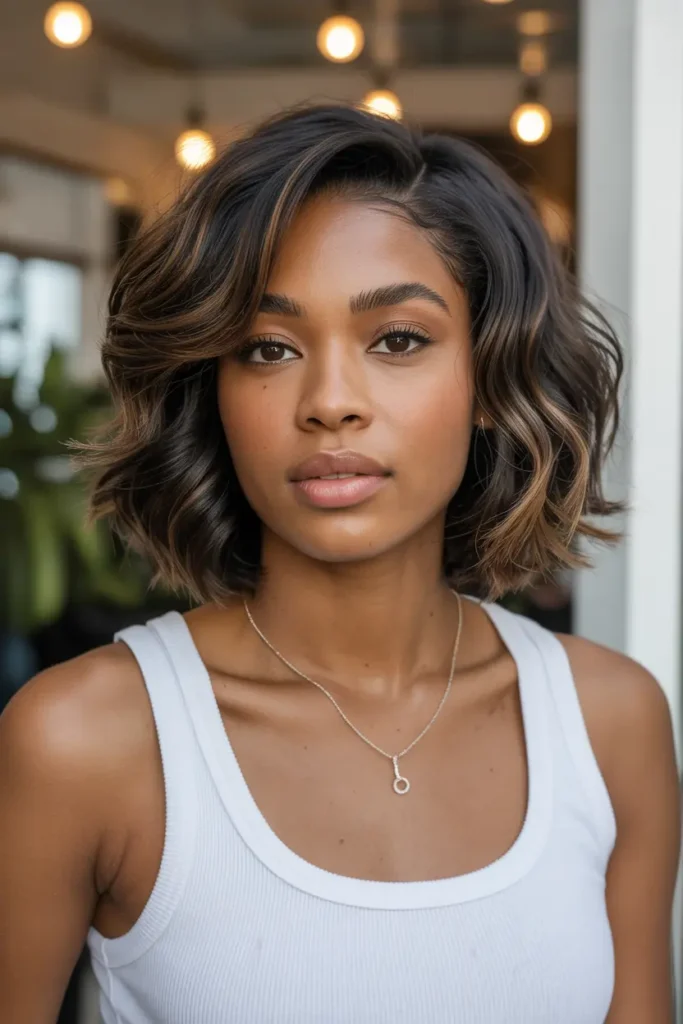 3. Textured Bob with Side Part