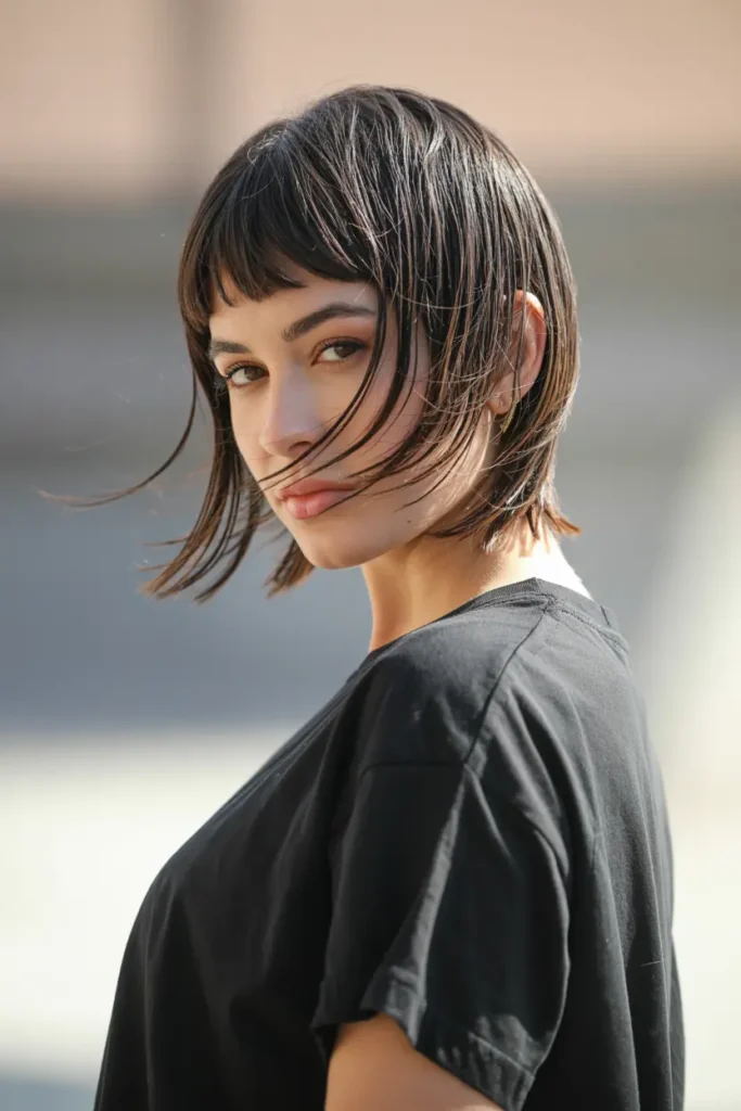 4. Curtain Bangs Short Mullet