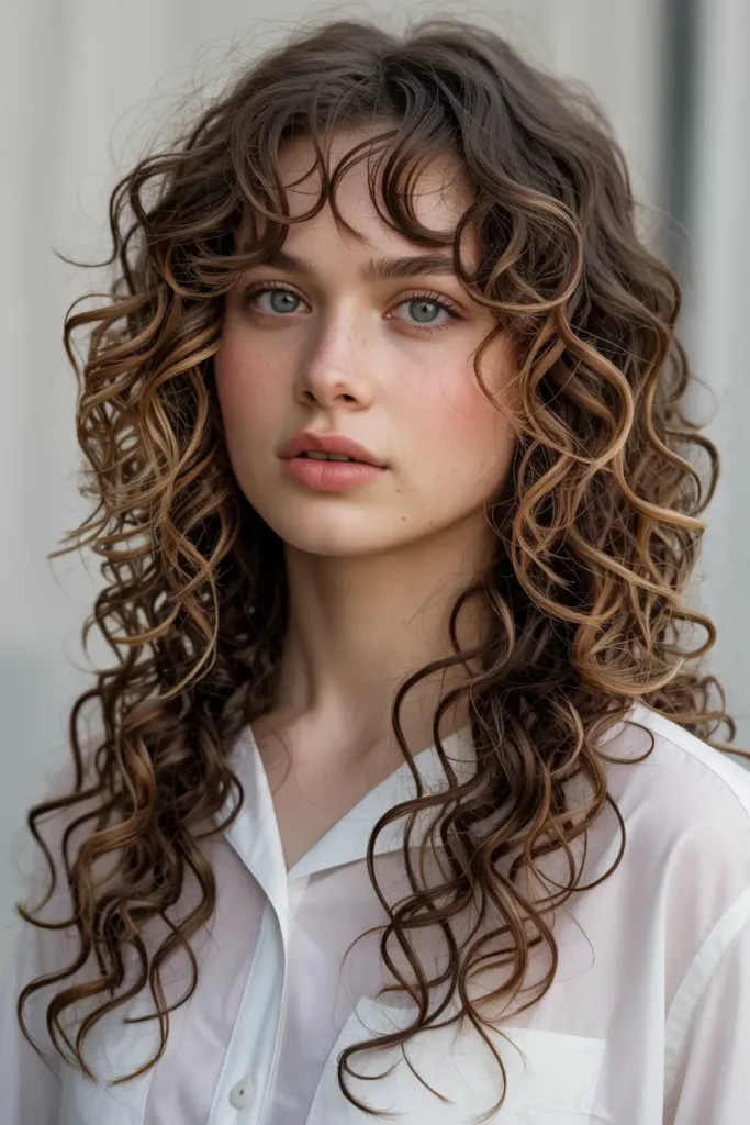 5. Long Curly Layers Down