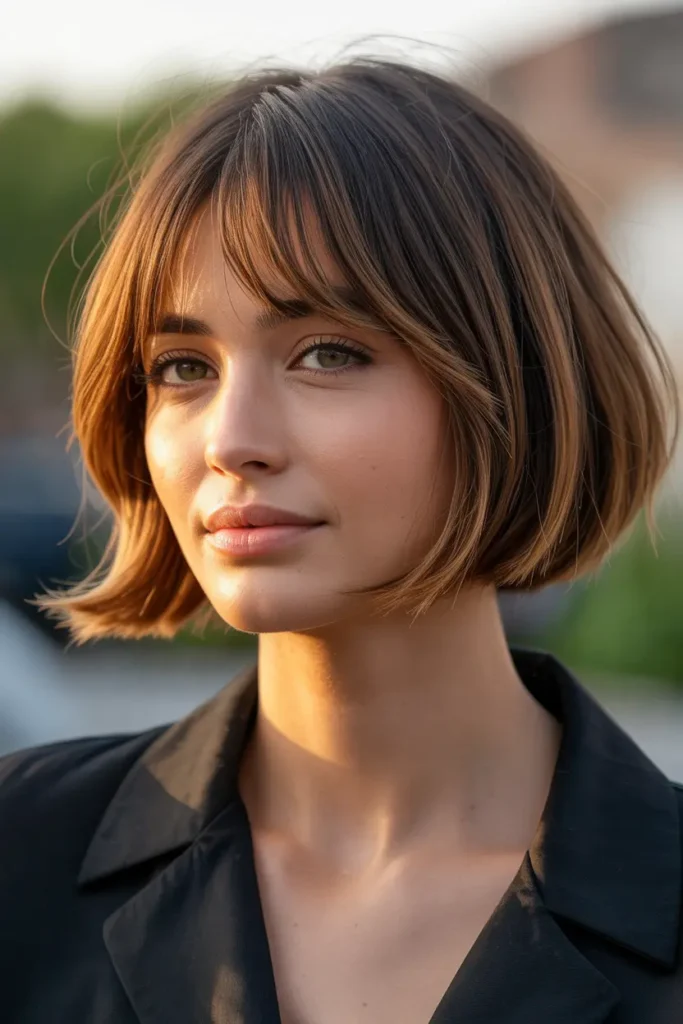 6. Italian Bob with Curtain Bangs