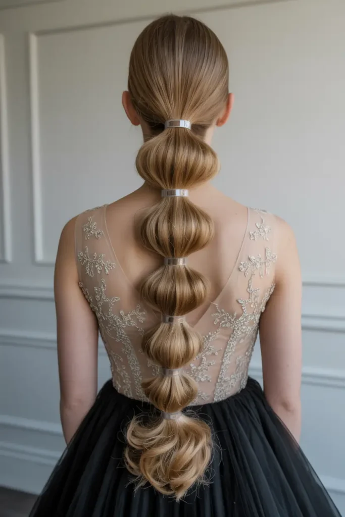 7. Bubble Ponytail Party Look