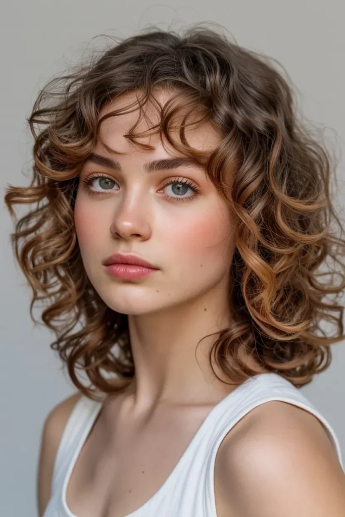 8. Curly with Wispy Bangs