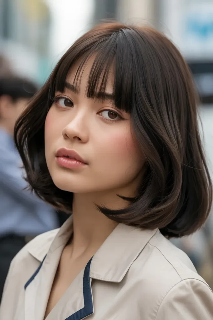 9. Korean Hime Cut for Chubby Face