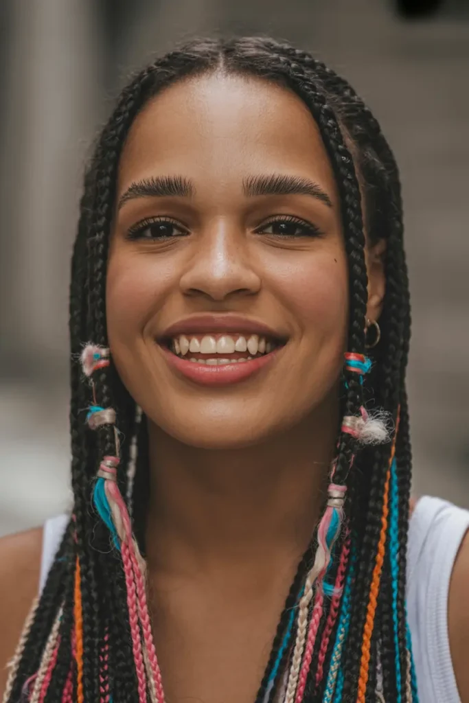 15. Fulani Braids with Yarn Accents