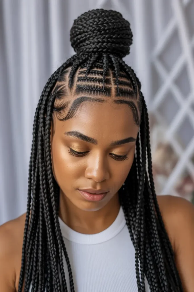 2. Half-Up Fulani Braids