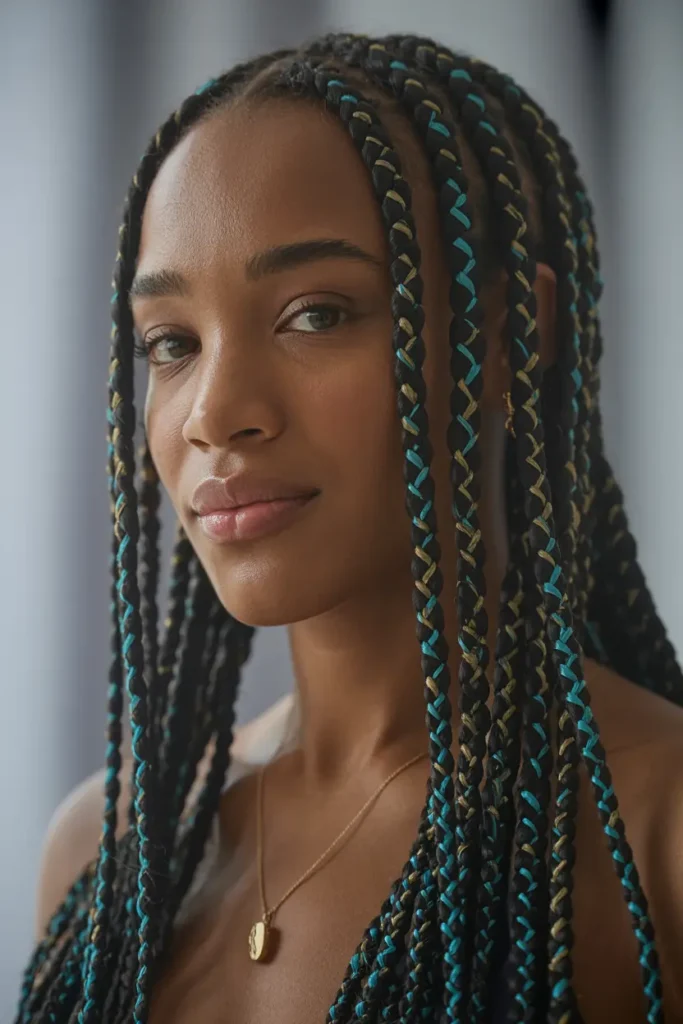 9. Fulani Braids with Ribbon