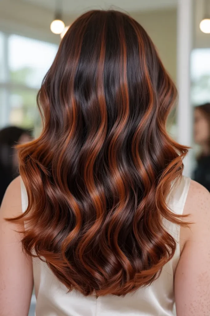 10. Cherry Brown with Cinnamon Highlights