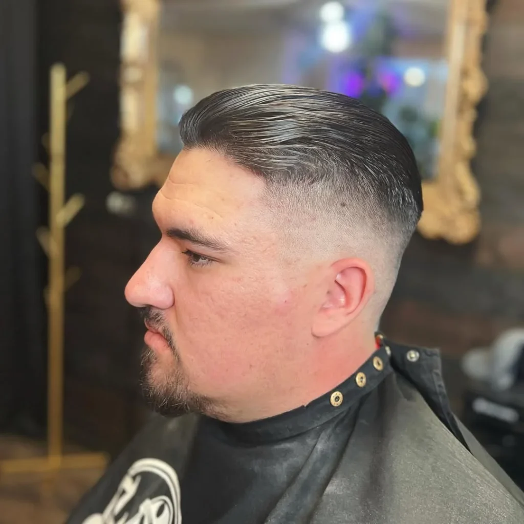 Slicked-Back Buzz with Stubble