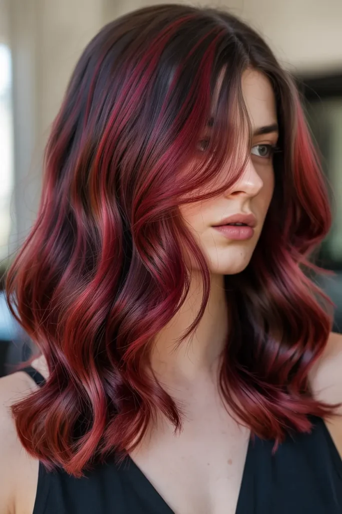 3. Cherry Red Balayage