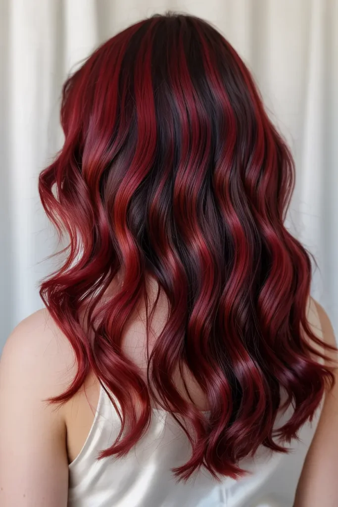 6. Deep Cherry Red with Burgundy Highlights